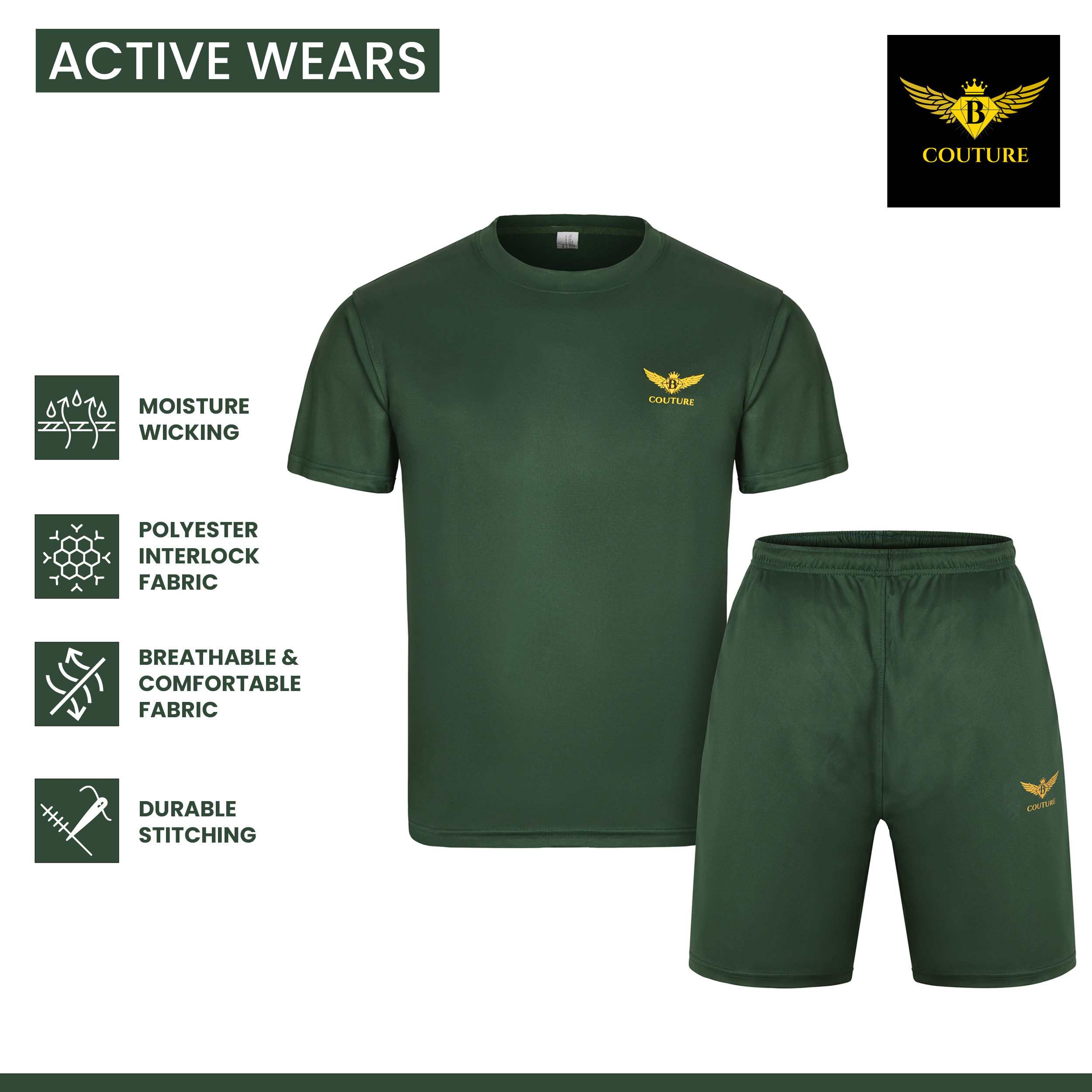 Men's Elite Moisture-Wicking Gym T-Shirt & Shorts Set